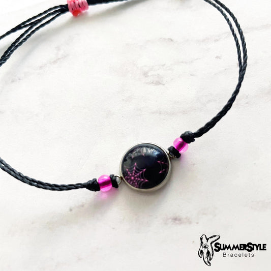 HALLOWEEN Pink Spiderweb Adjustable Waterproof Bracelet, Spooky Season Bracelet, Halloween Bracelet, SummerStyle Bracelets