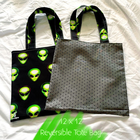 I Come in Peace Alien Reversible Bookish Tote Bag, Reversible Tote, Tablet Bag, Book Tote, SummerStyle Bracelets