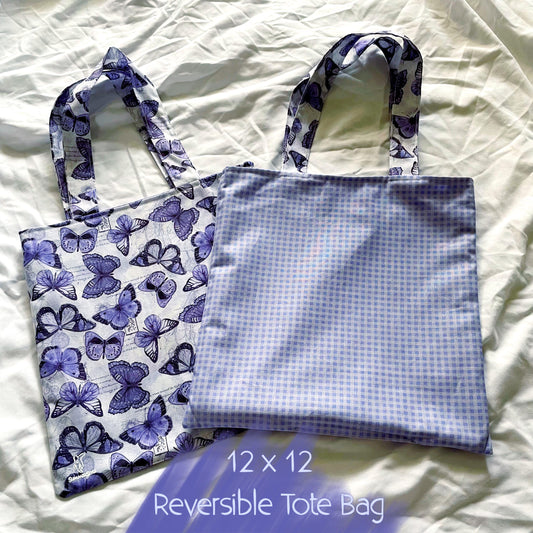 Periwinkle Butterfly Reversible Bookish Tote Bag, Reversible Tote, Tablet Bag, Book Tote, SummerStyle Bracelets