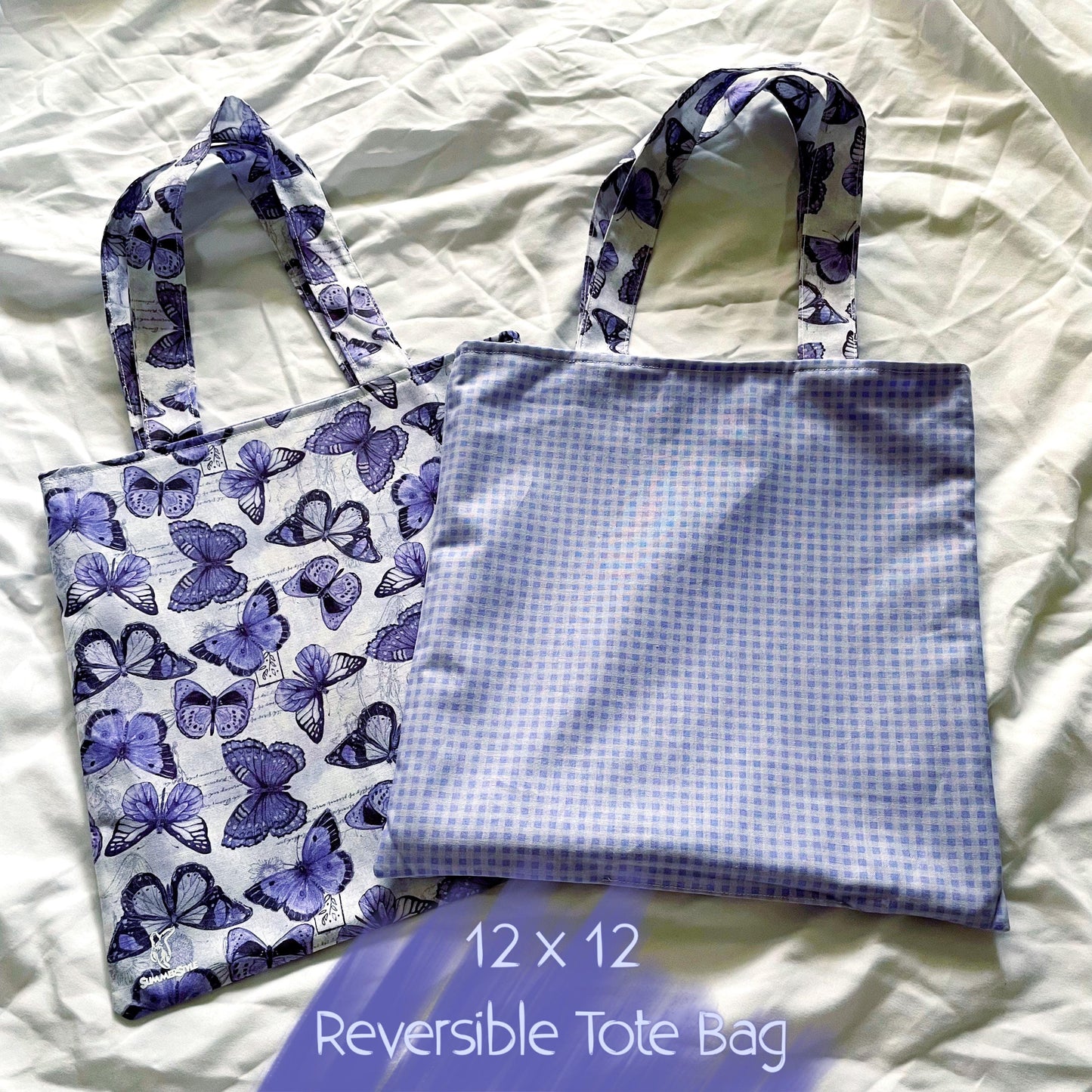 Periwinkle Butterfly Reversible Bookish Tote Bag, Reversible Tote, Tablet Bag, Book Tote, SummerStyle Bracelets