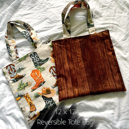 Country Cowboy Boots Reversible Bookish Tote Bag, Reversible Tote, Tablet Bag, Book Tote, SummerStyle Bracelets