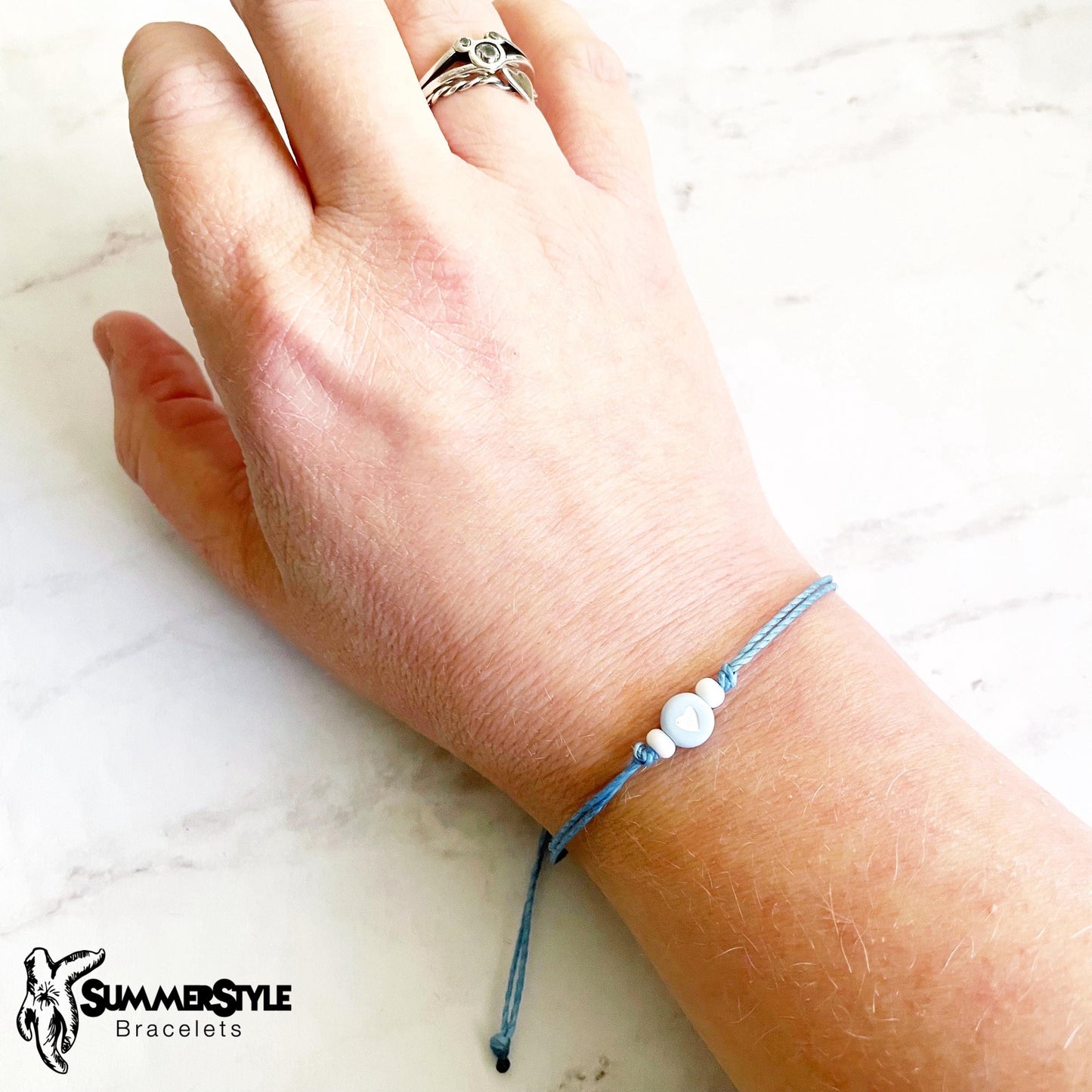 Mini Baby Blue Heart Stackable Adjustable Waterproof Bracelet, Stackable Bracelet, Friendship Bracelet, SummerStyle Bracelets