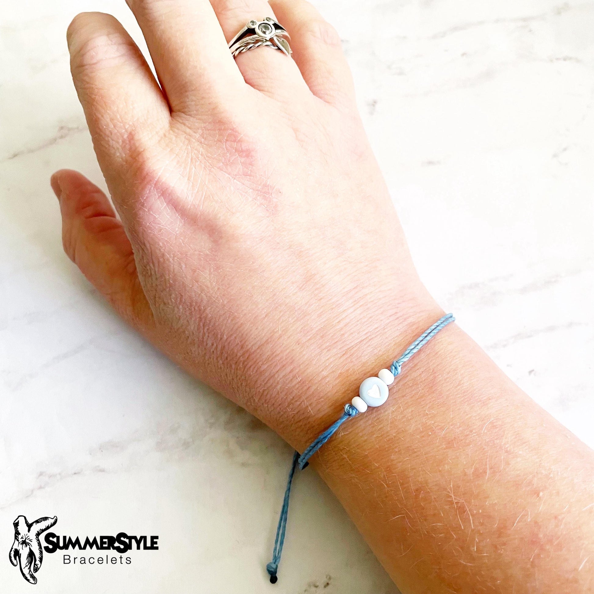 Mini Baby Blue Heart Stackable Adjustable Waterproof Bracelet, Stackable Bracelet, Friendship Bracelet, SummerStyle Bracelets