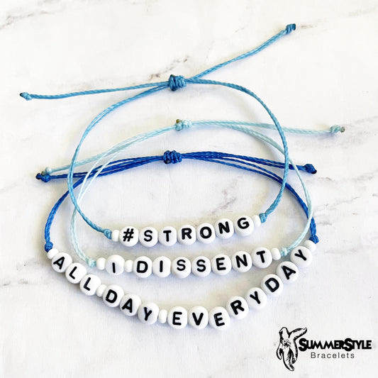 Blue Motivation Adjustable Waterproof Bracelets, Friendship Bracelets, Alpha Bracelets, Hope Bracelets, SummerStyle Bracelets