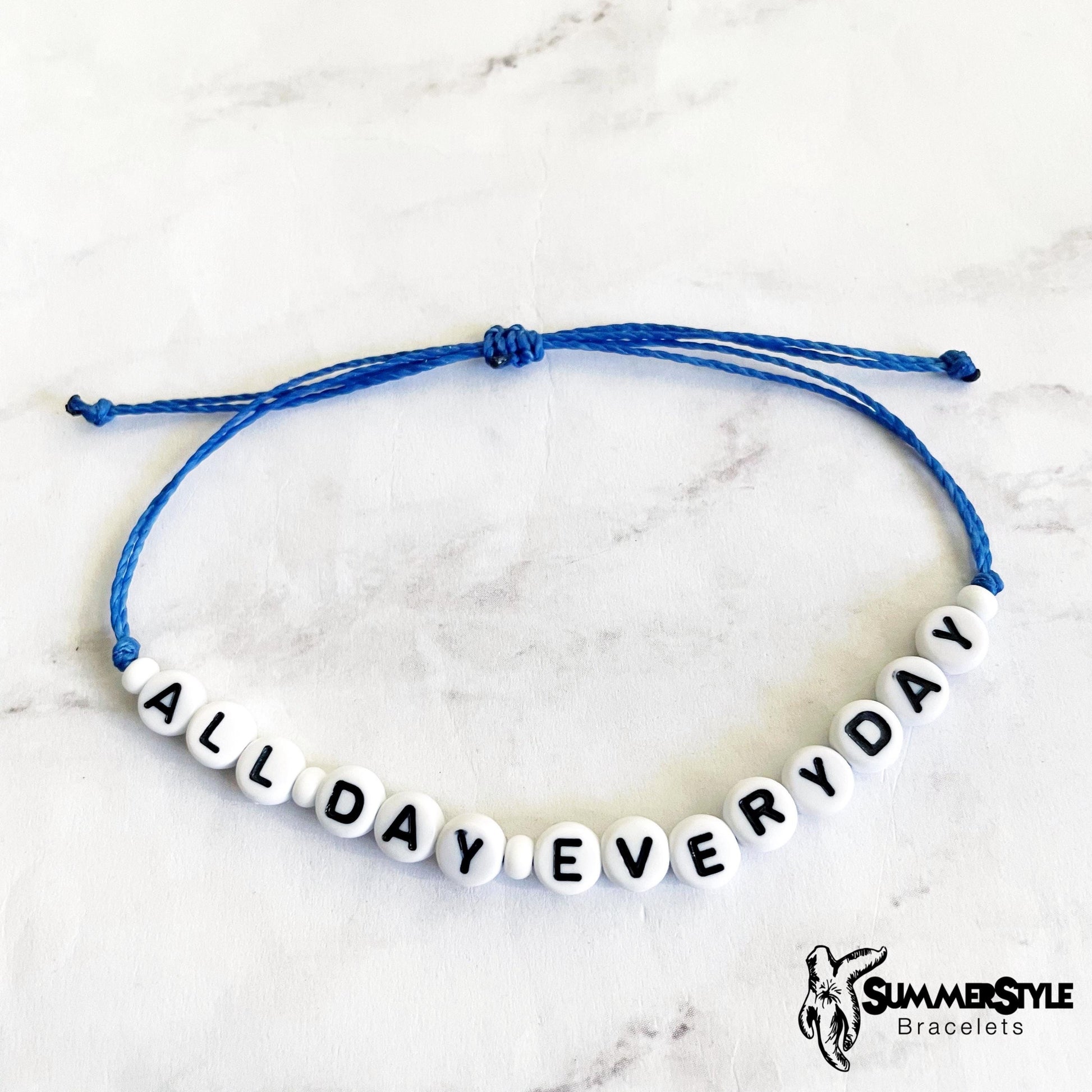 Blue Motivation Adjustable Waterproof Bracelets, Friendship Bracelets, Alpha Bracelets, Hope Bracelets, SummerStyle Bracelets