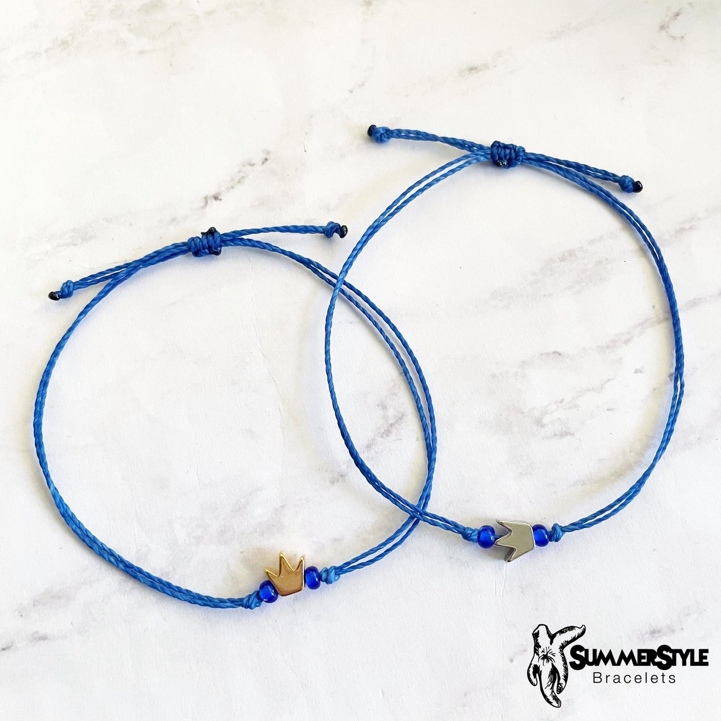 Dainty Crown Adjustable Waterproof Bracelet, Blue Bracelet, Friendship Bracelets, Hope Jewelry, SummerStyle Bracelets
