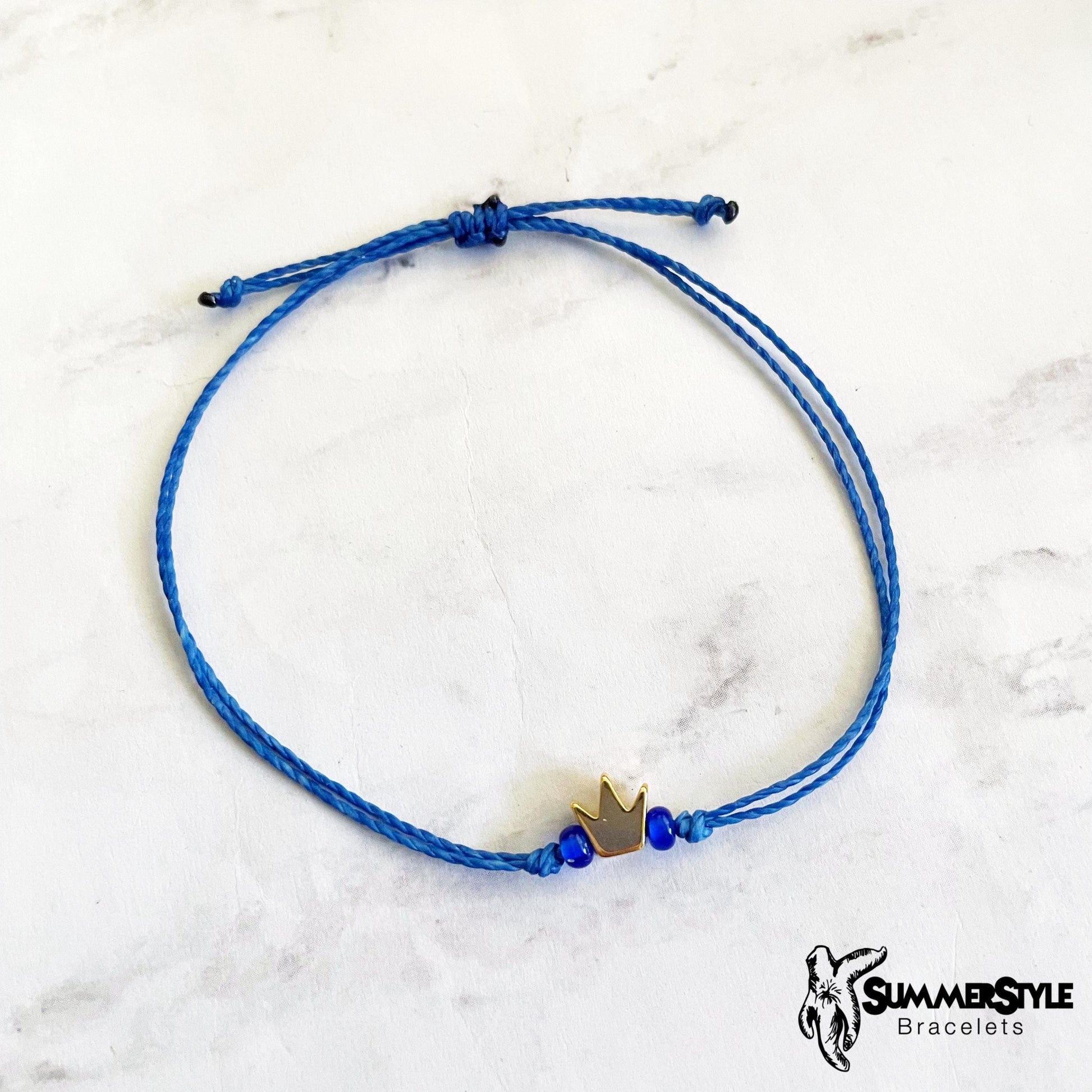 Dainty Crown Adjustable Waterproof Bracelet, Blue Bracelet, Friendship Bracelets, Hope Jewelry, SummerStyle Bracelets