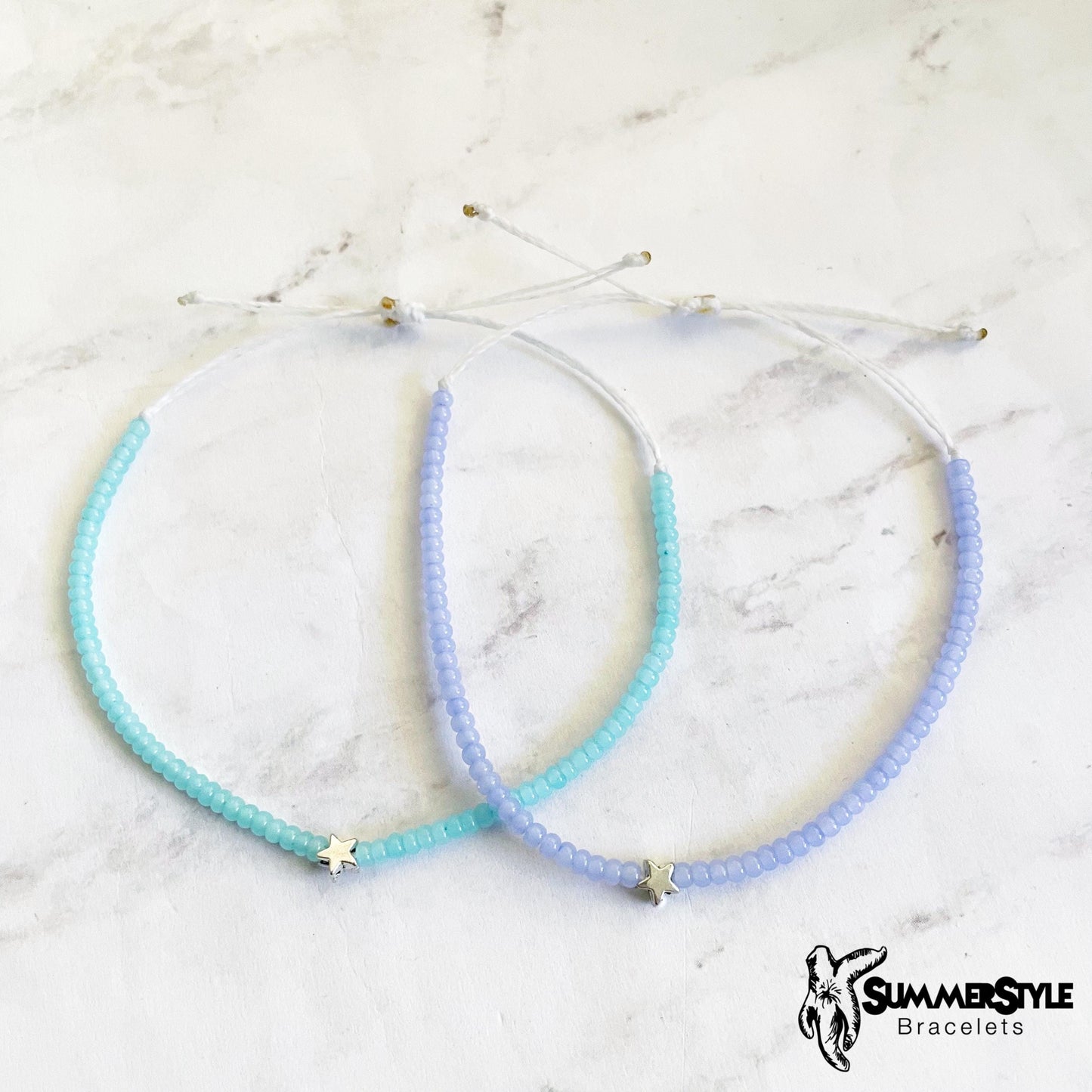 Silver Star Beaded Bracelet, Seed Bead Bracelet, Friendship Bracelets, SummerStyle Bracelets