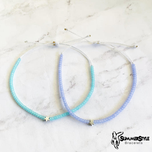 Silver Star Beaded Bracelet, Seed Bead Bracelet, Friendship Bracelets, SummerStyle Bracelets