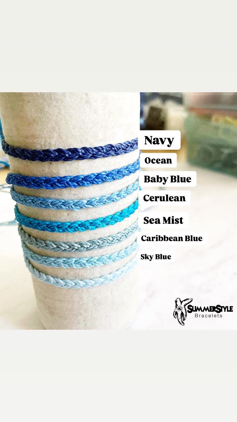 Shades of Blue Skinny Braided Bracelets, Friendship Bracelets, Stackable Bracelets, Hope Jewelry, SummerStyle Bracelets