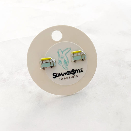 Mini Enamel Surf Van Stud Earrings, Stud Earrings, Surf Earrings, SummerStyle Bracelets