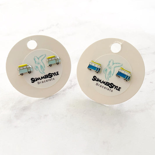 Mini Enamel Surf Van Stud Earrings, Stud Earrings, Surf Earrings, SummerStyle Bracelets