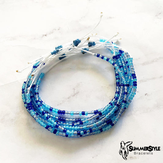 Stackable Blue Beaded Bracelets, Bracelet Stack, Seed Bead Bracelets, Hope Jewelry, SummerStyle Bracelets