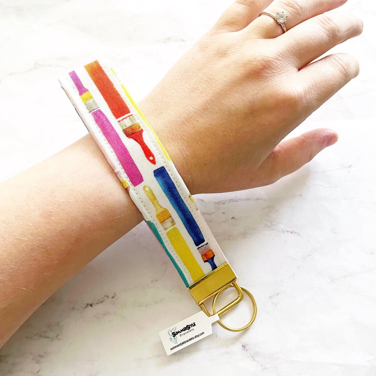 Artist’s Painbrush Key Fob Wristlet, 6.5in Wristlet Lanyard, Keychain Wristlet, Handmade Lanyard, SummerStyle Bracelets