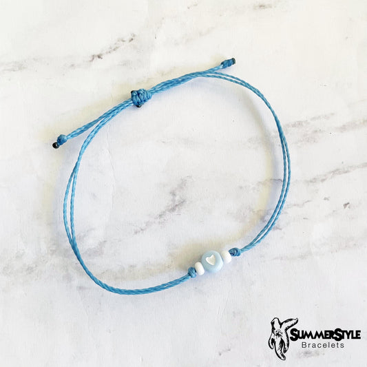 Mini Baby Blue Heart Stackable Adjustable Waterproof Bracelet, Stackable Bracelet, Friendship Bracelet, SummerStyle Bracelets