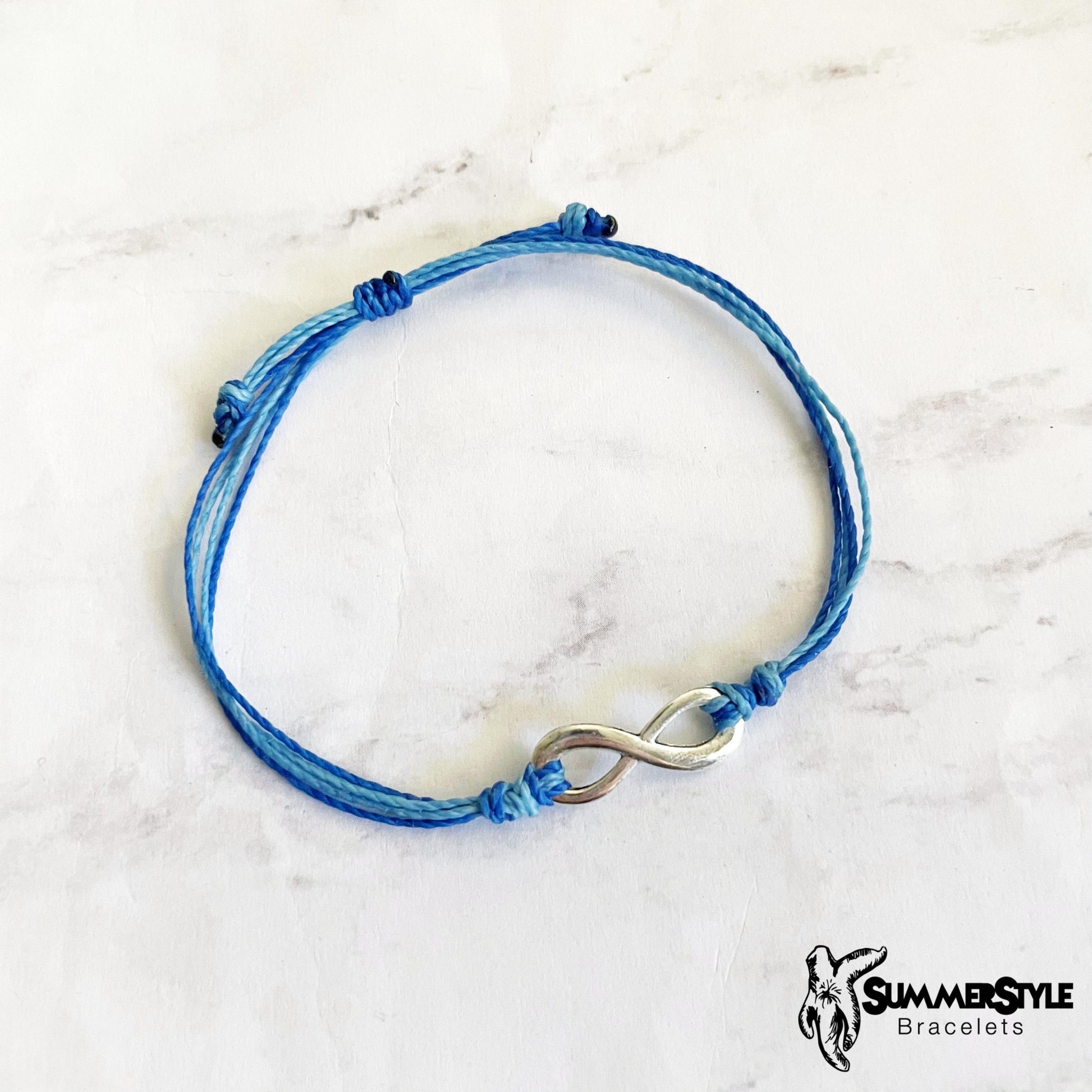 Silver Infinity Custom Adjustable Waterproof Bracelet, Infinity Bracelet, Infinity Jewelry, Wax Cord Bracelet, SummerStyle Bracelets