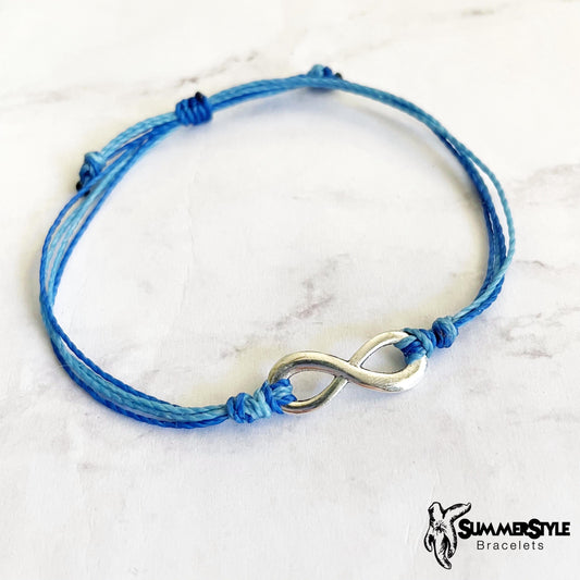 Silver Infinity Custom Adjustable Waterproof Bracelet, Infinity Bracelet, Infinity Jewelry, Wax Cord Bracelet, SummerStyle Bracelets