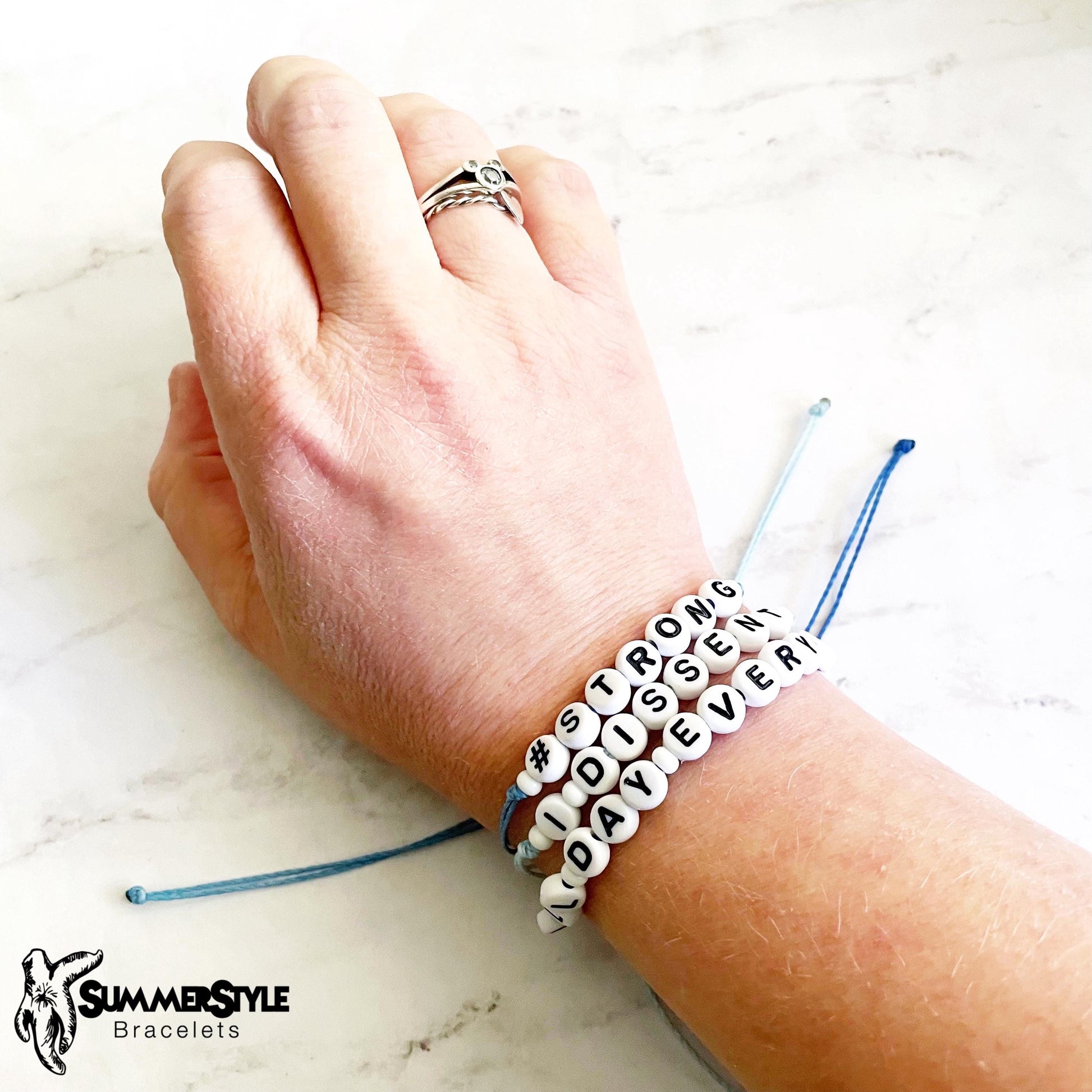 Blue Motivation Adjustable Waterproof Bracelets, Friendship Bracelets, Alpha Bracelets, Hope Bracelets, SummerStyle Bracelets