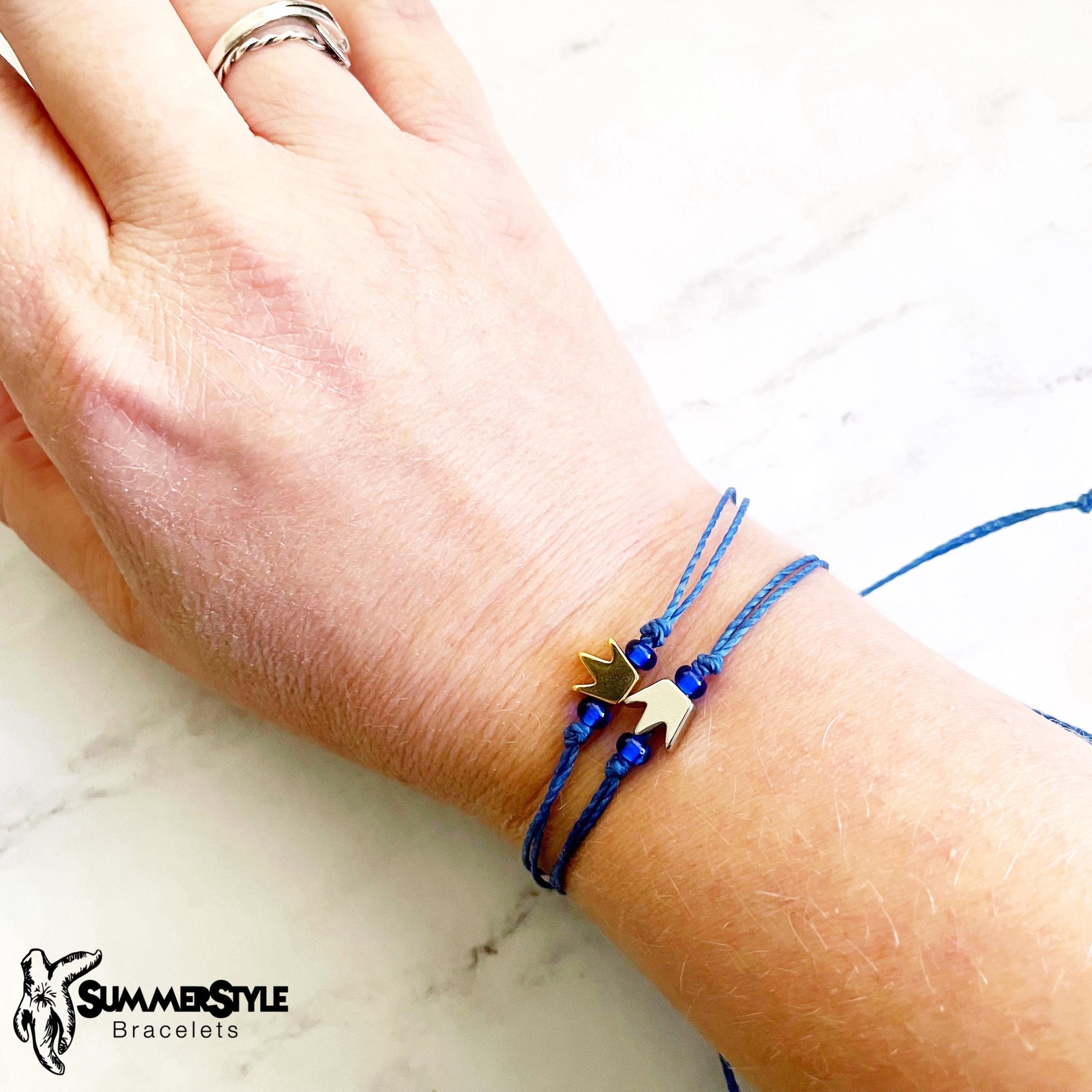 Dainty Crown Adjustable Waterproof Bracelet, Blue Bracelet, Friendship Bracelets, Hope Jewelry, SummerStyle Bracelets