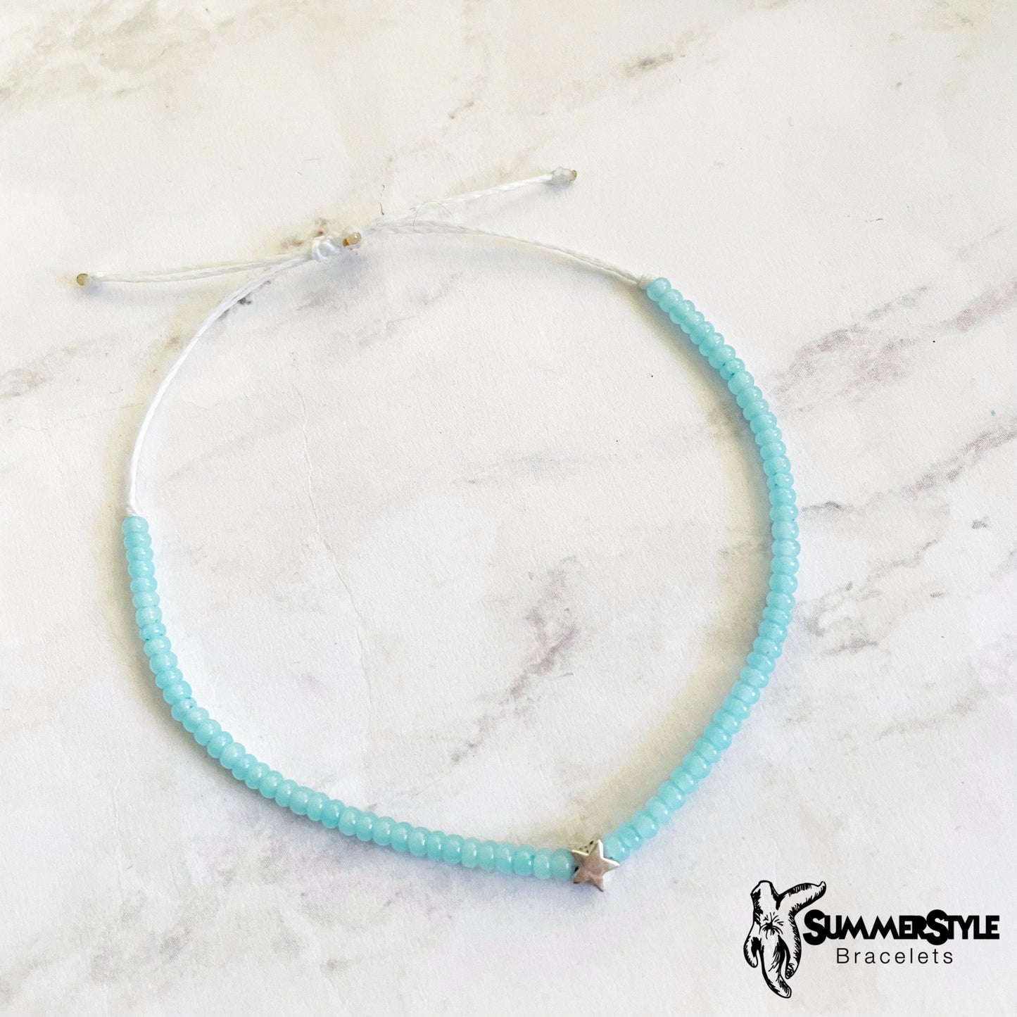 Silver Star Beaded Bracelet, Seed Bead Bracelet, Friendship Bracelets, SummerStyle Bracelets