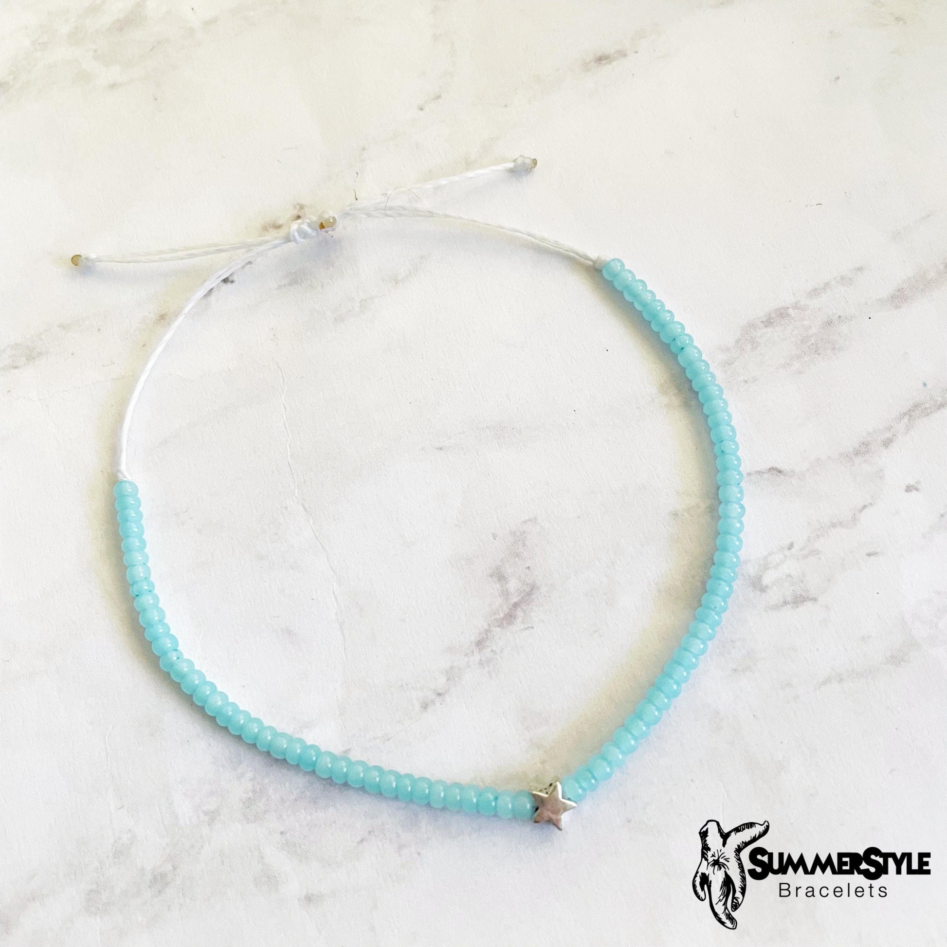 Silver Star Beaded Bracelet, Seed Bead Bracelet, Friendship Bracelets, SummerStyle Bracelets