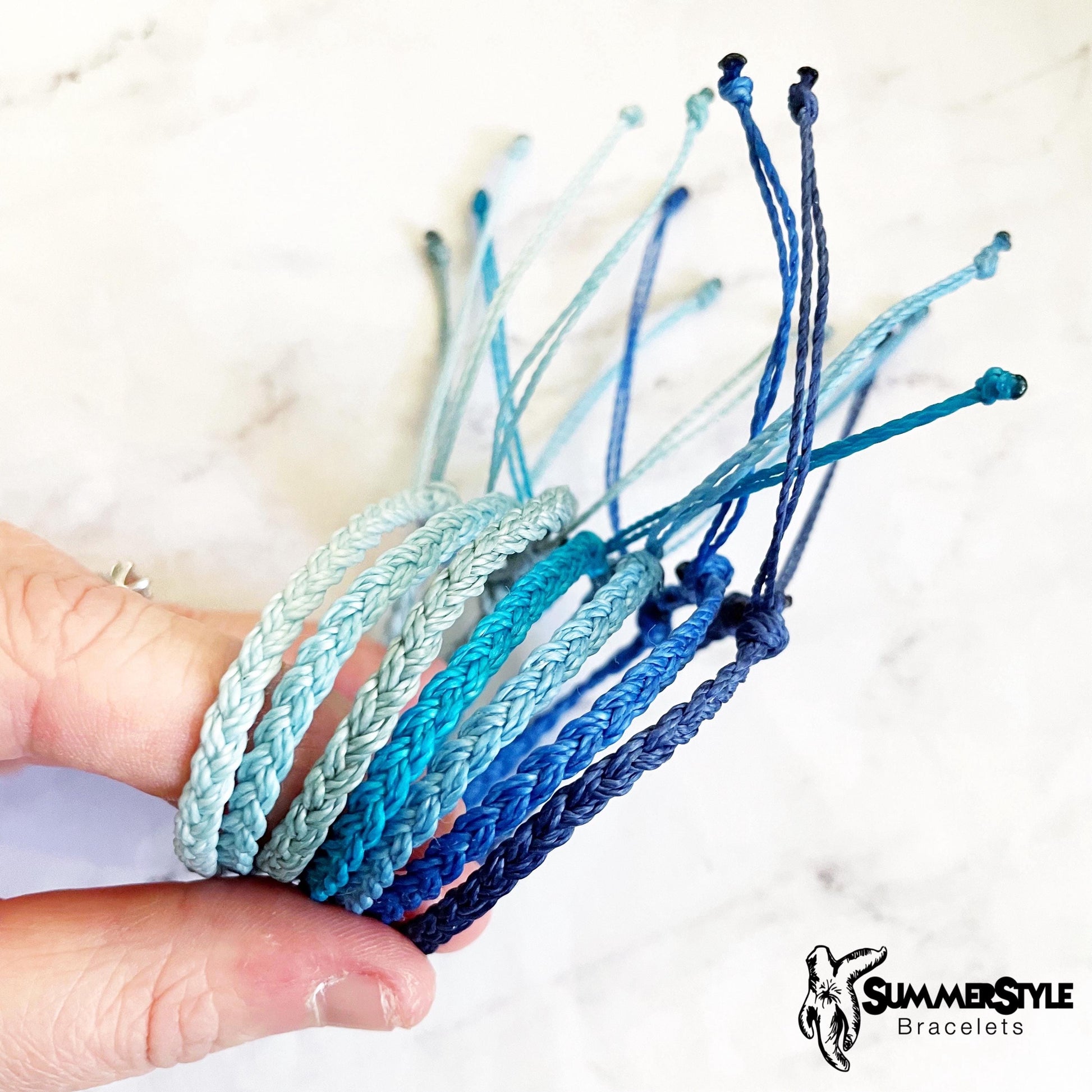 Shades of Blue Skinny Braided Bracelets, Friendship Bracelets, Stackable Bracelets, Hope Jewelry, SummerStyle Bracelets