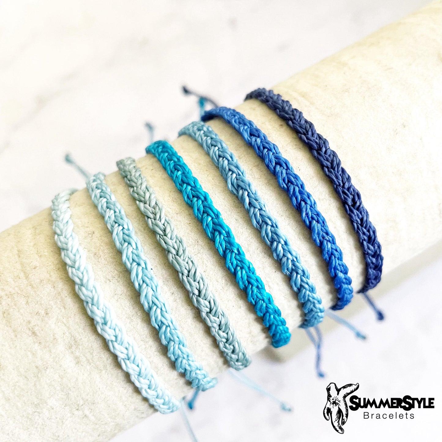 Shades of Blue Skinny Braided Bracelets, Friendship Bracelets, Stackable Bracelets, Hope Jewelry, SummerStyle Bracelets