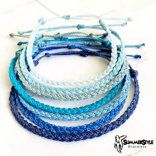 Shades of Blue Skinny Braided Bracelets, Friendship Bracelets, Stackable Bracelets, Hope Jewelry, SummerStyle Bracelets