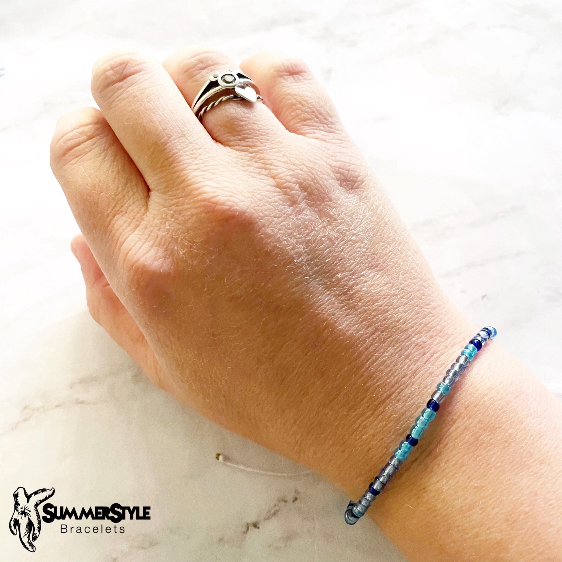 Stackable Blue Beaded Bracelets, Bracelet Stack, Seed Bead Bracelets, Hope Jewelry, SummerStyle Bracelets