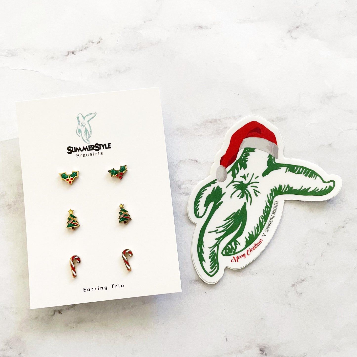 Happy Holiday Stud Earring Set, Stud Earrings Trio, Christmas Earrings, SummerStyle Braceles