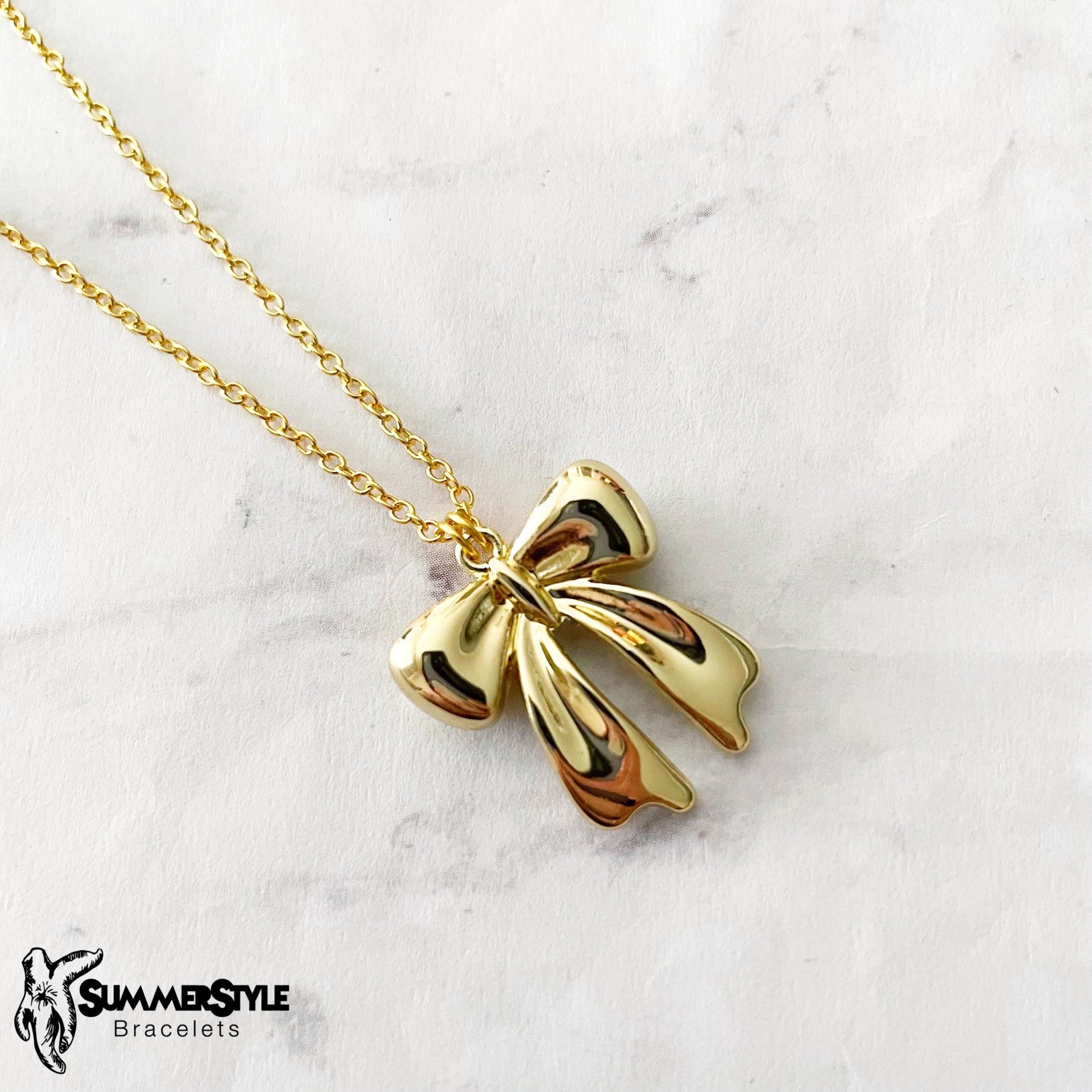 Girly Bow Charm Necklace, Dainty Necklace, Christmas Jewelry, Gold Chain Necklace, SummerStyle Bracelets