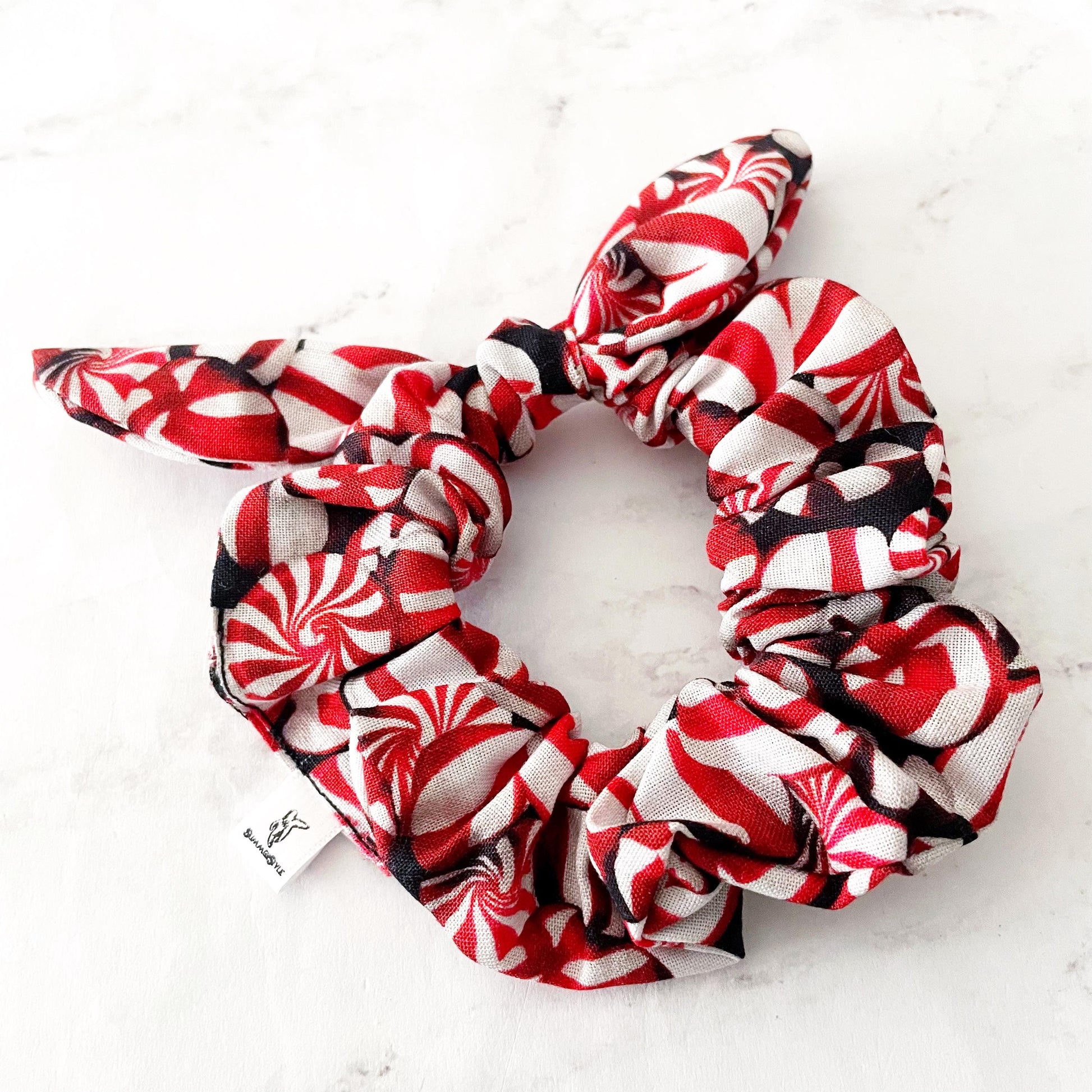 CHRISTMAS Pretty Peppermint Bow Scrunchie, Christmas Scrunchie, Hair Accessories, Bow Hair Tie, SummerStyle Bracelets