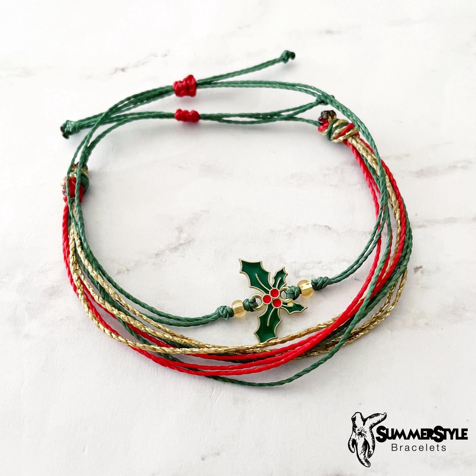 CHRISTMAS Happy Holly Bracelet Set, Christmas Bracelet, Holiday Jewelry, SummerStyle Bracelets
