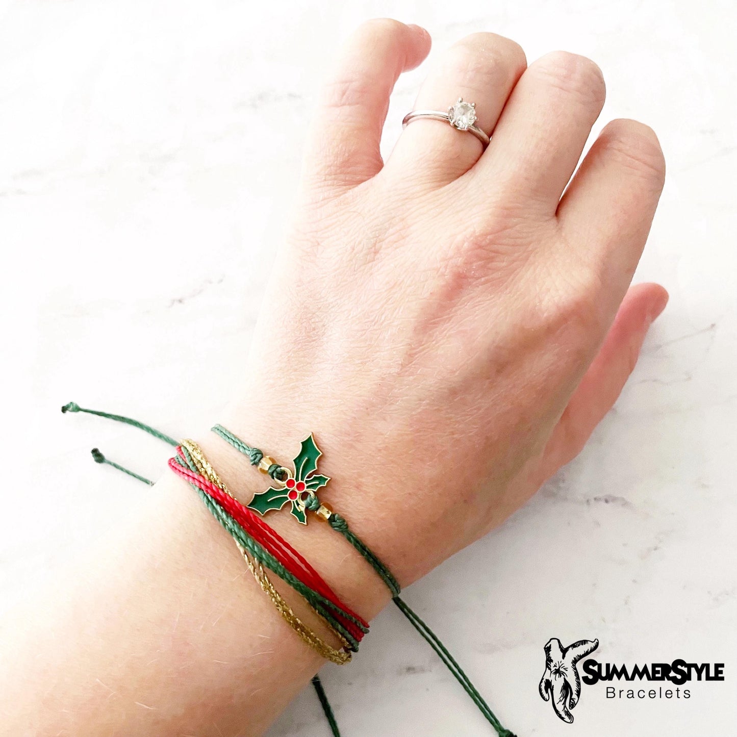 CHRISTMAS Happy Holly Bracelet Set, Christmas Bracelet, Holiday Jewelry, SummerStyle Bracelets