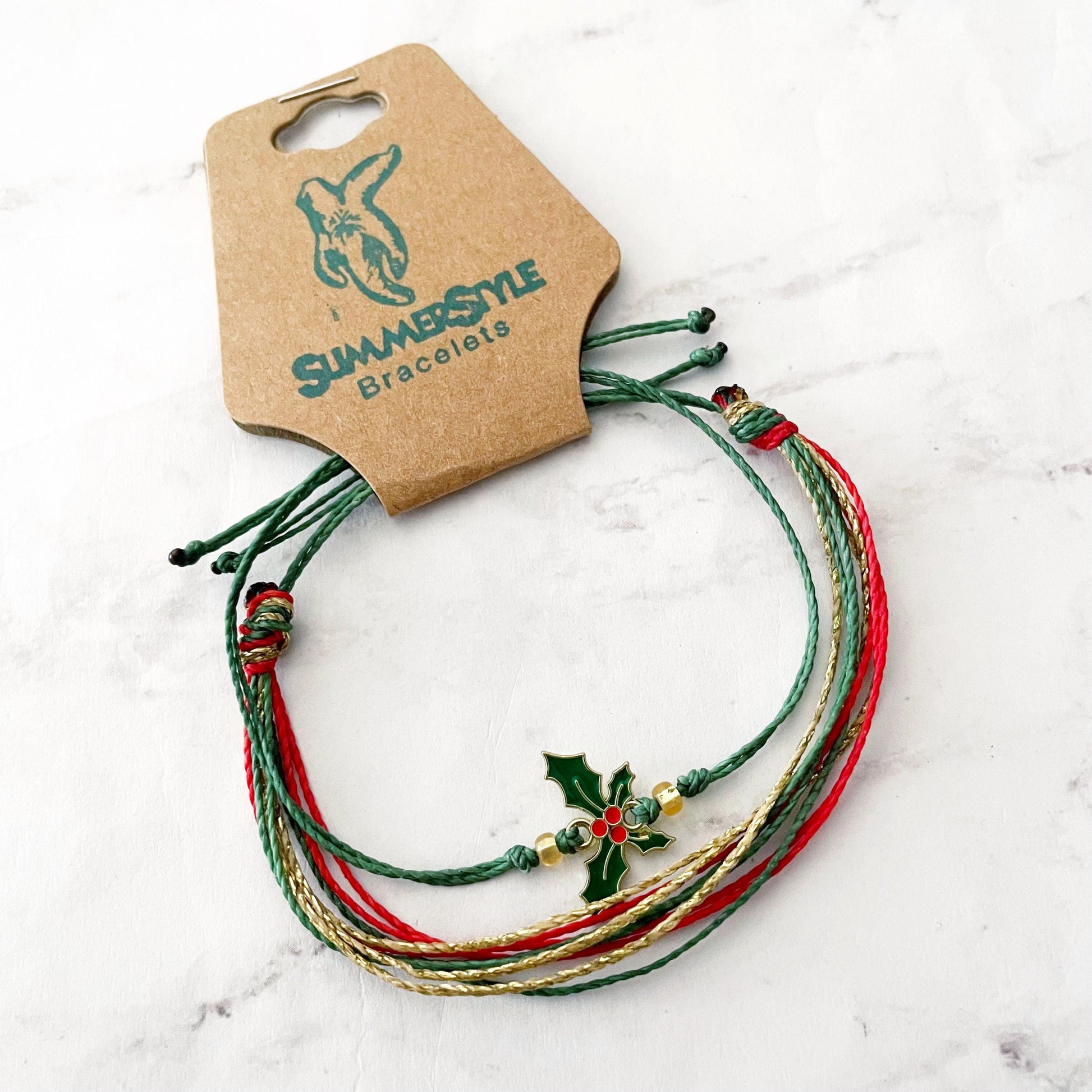 CHRISTMAS Happy Holly Bracelet Set, Christmas Bracelet, Holiday Jewelry, SummerStyle Bracelets