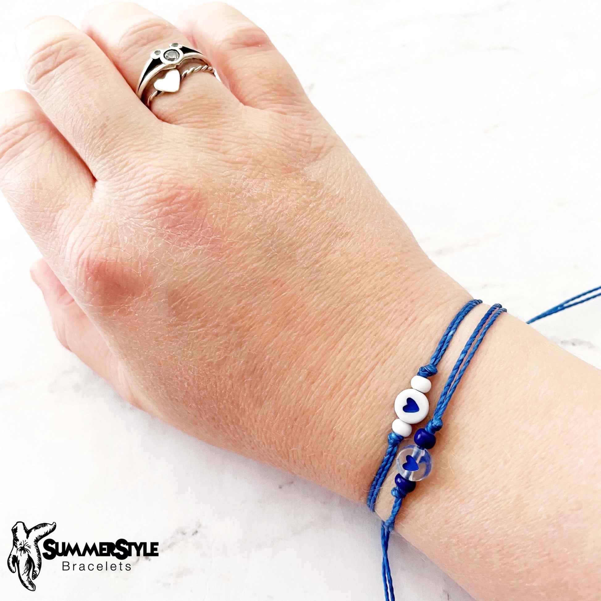Mini Dark Blue Heart Stackable Adjustable Waterproof Bracelet, Stackable Bracelet, Friendship Bracelet, SummerStyle Bracelets