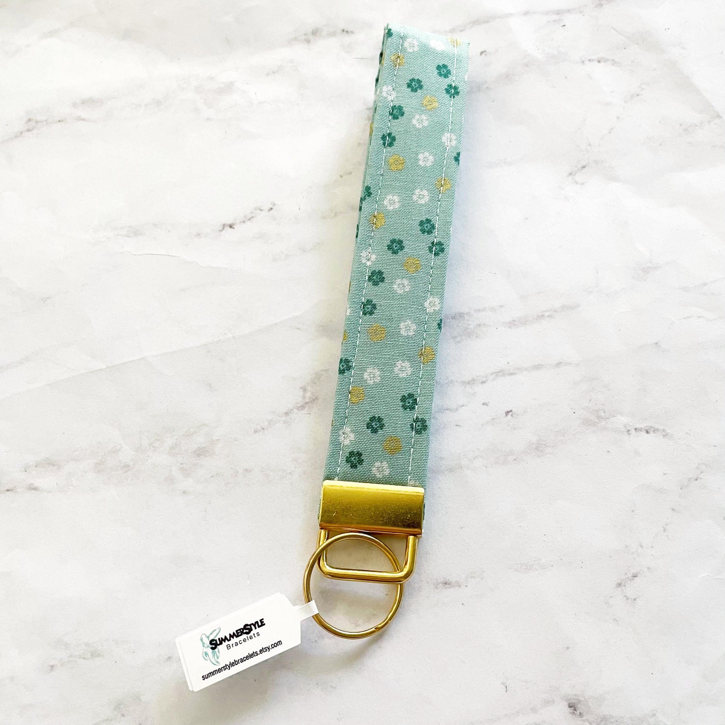 Tiny Flowers Key Fob Wristlet, 6.5in Wristlet Lanyard, Keychain Wristlet, Handmade Lanyard, SummerStyle Bracelets