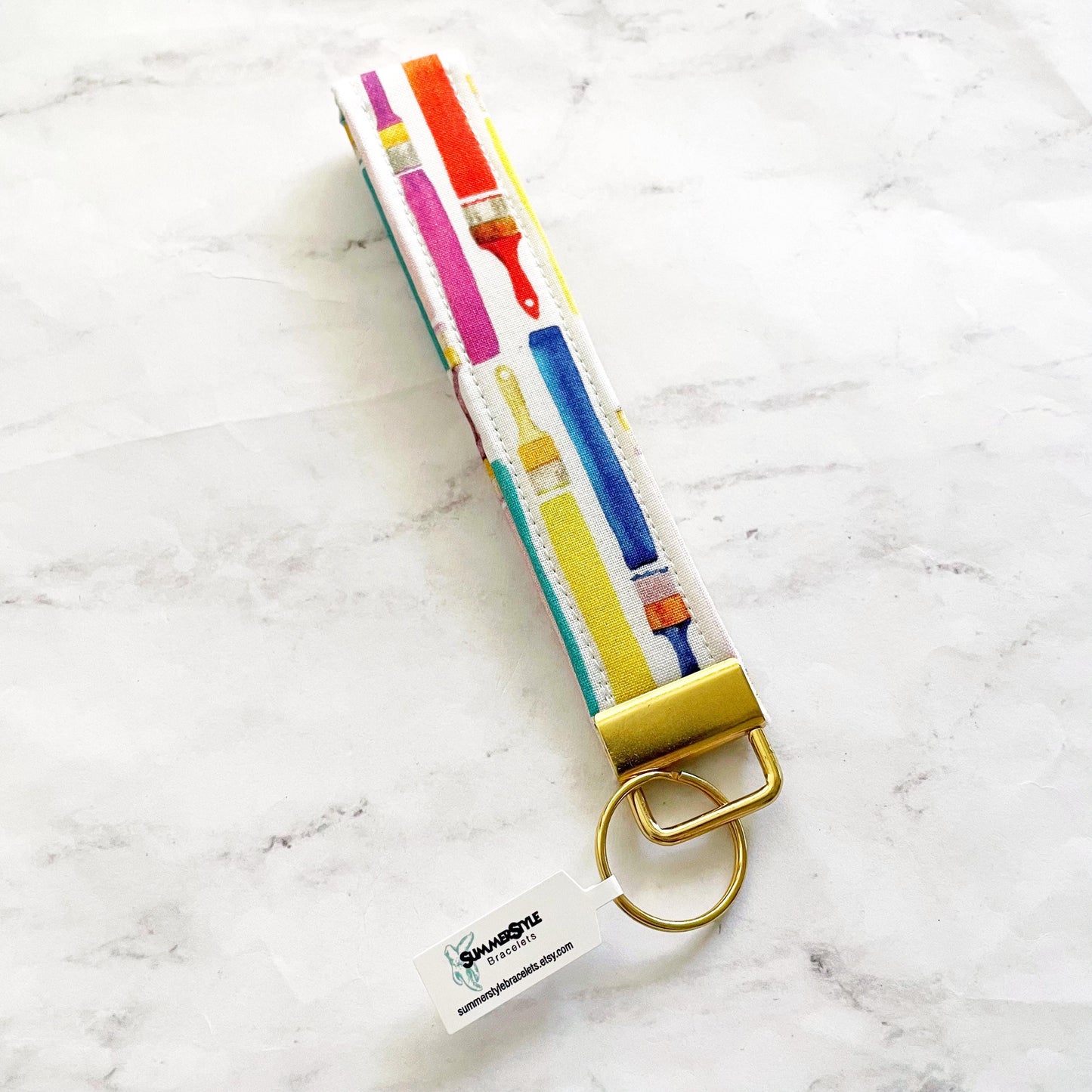 Artist’s Painbrush Key Fob Wristlet, 6.5in Wristlet Lanyard, Keychain Wristlet, Handmade Lanyard, SummerStyle Bracelets