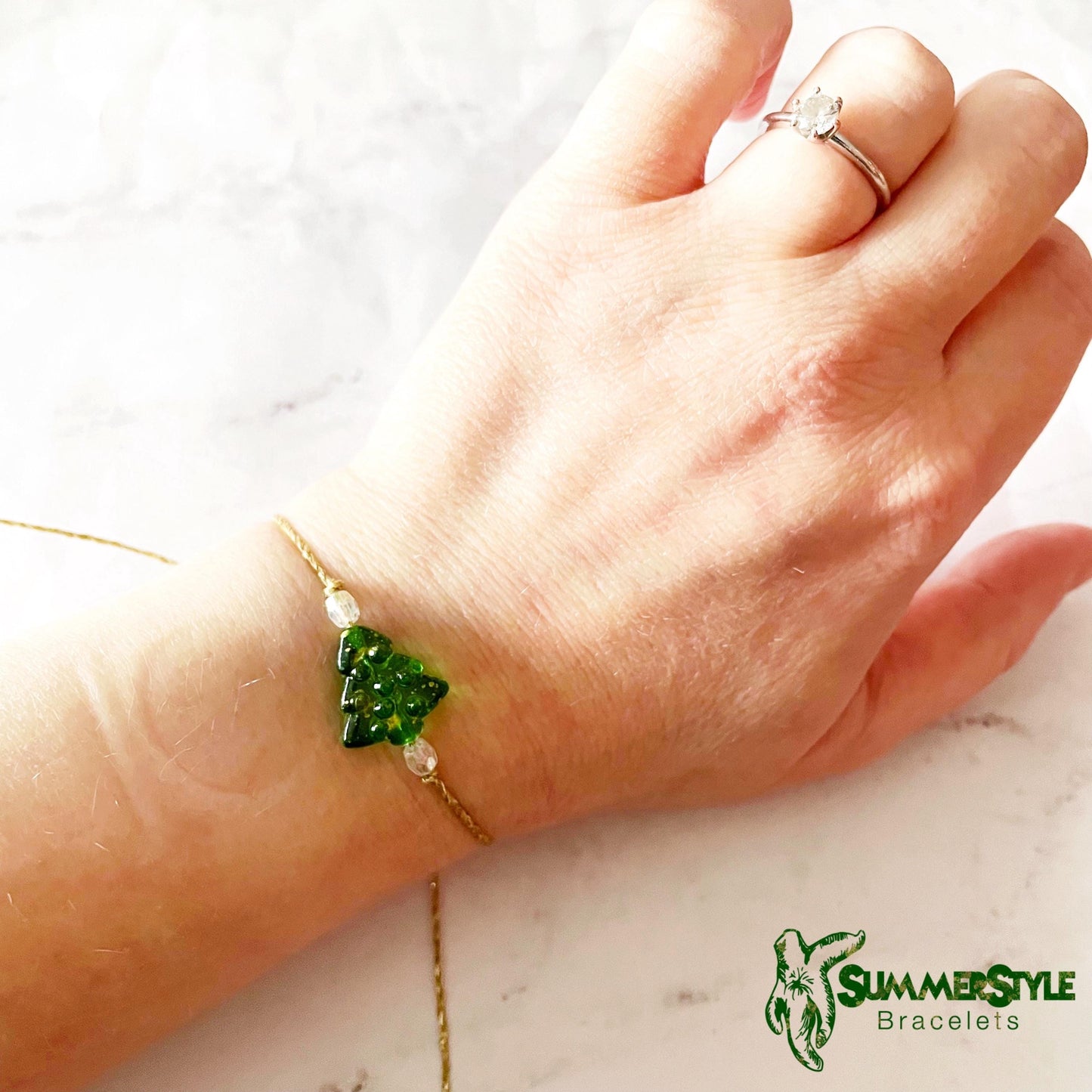 CHRISTMAS Shimmery Tree Adjustable Waterproof Bracelet, Holiday Jewelry, Christmas Tree Bracelet, Christmas Jewelry, SummerStyle Bracelets
