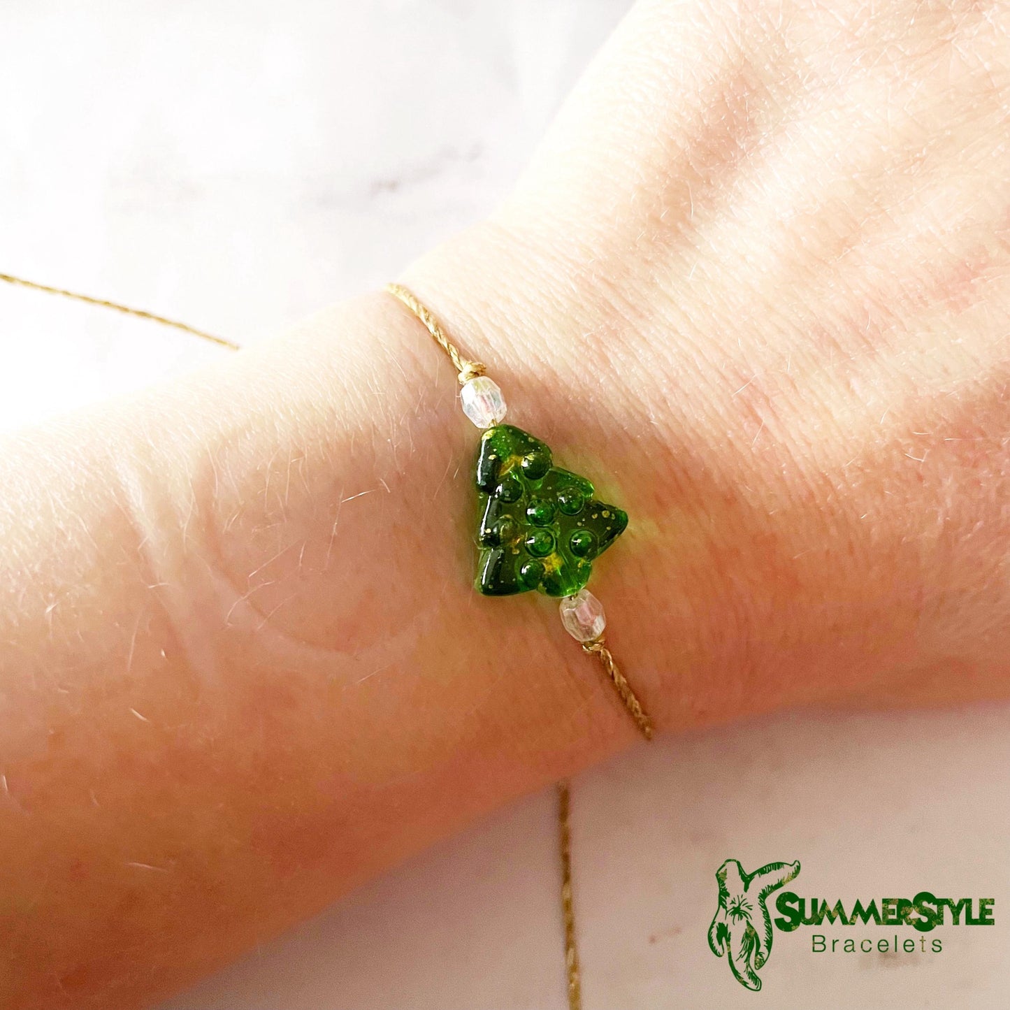 CHRISTMAS Shimmery Tree Adjustable Waterproof Bracelet, Holiday Jewelry, Christmas Tree Bracelet, Christmas Jewelry, SummerStyle Bracelets