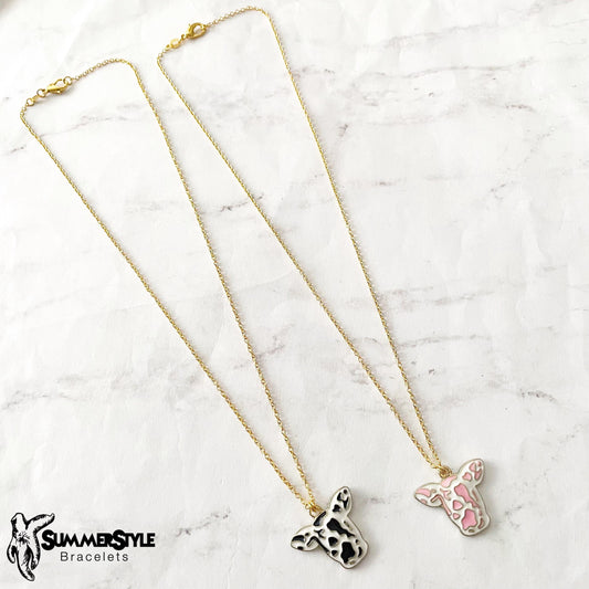 Cutie Cow Charm Necklace, Western Jewelry, Stainless Steel Chain Necklace, SummerStyle Bracelets
