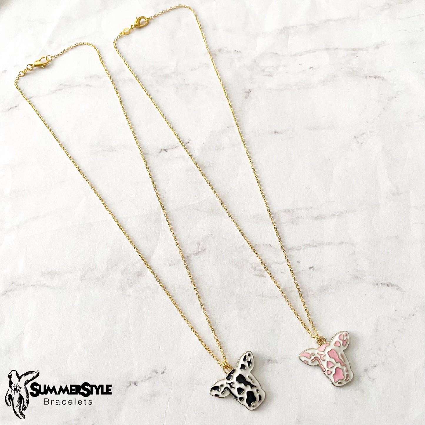 Cutie Cow Charm Necklace, Western Jewelry, Stainless Steel Chain Necklace, SummerStyle Bracelets