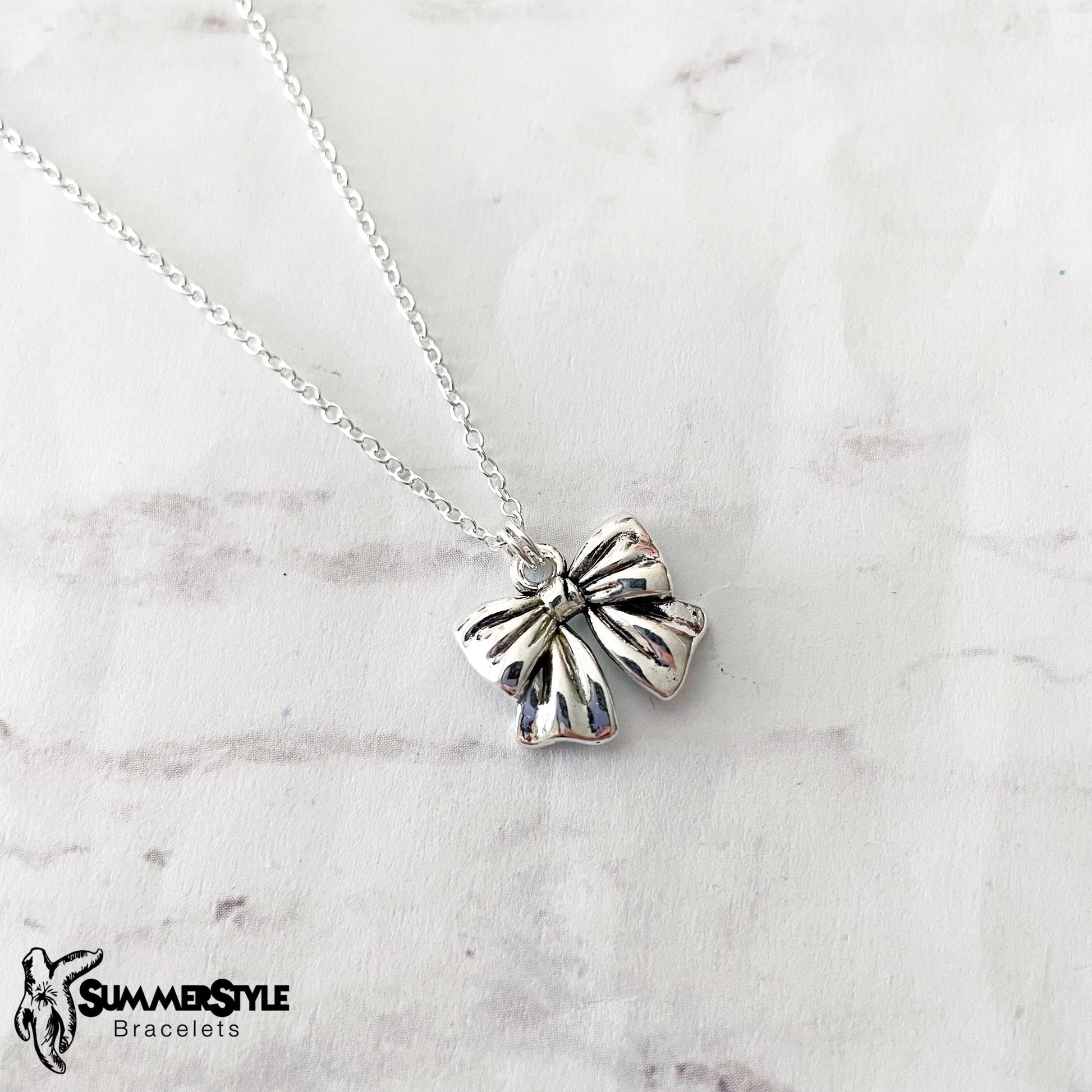 Girly Bow Charm Necklace, Dainty Necklace, Christmas Jewelry, Gold Chain Necklace, SummerStyle Bracelets