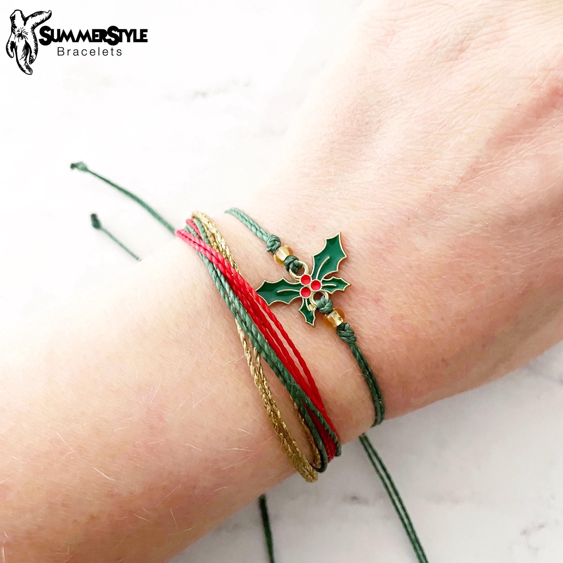 CHRISTMAS Happy Holly Bracelet Set, Christmas Bracelet, Holiday Jewelry, SummerStyle Bracelets
