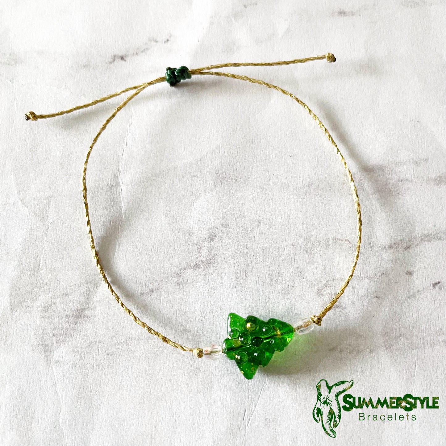 CHRISTMAS Shimmery Tree Adjustable Waterproof Bracelet, Holiday Jewelry, Christmas Tree Bracelet, Christmas Jewelry, SummerStyle Bracelets