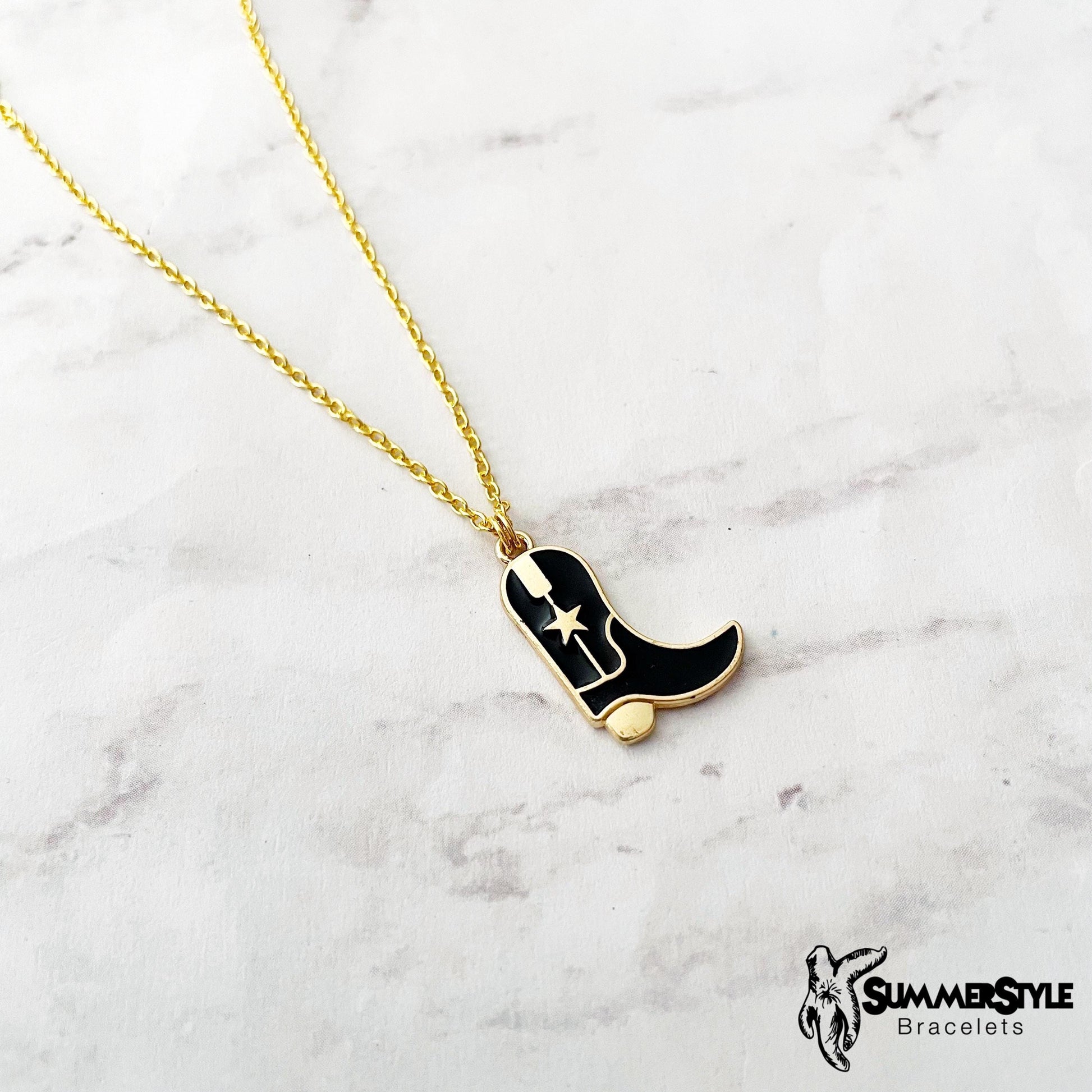 Cowgirl Boot Charm Necklace, Country Jewelry, Gold Chain Necklace, SummerStyle Bracelets