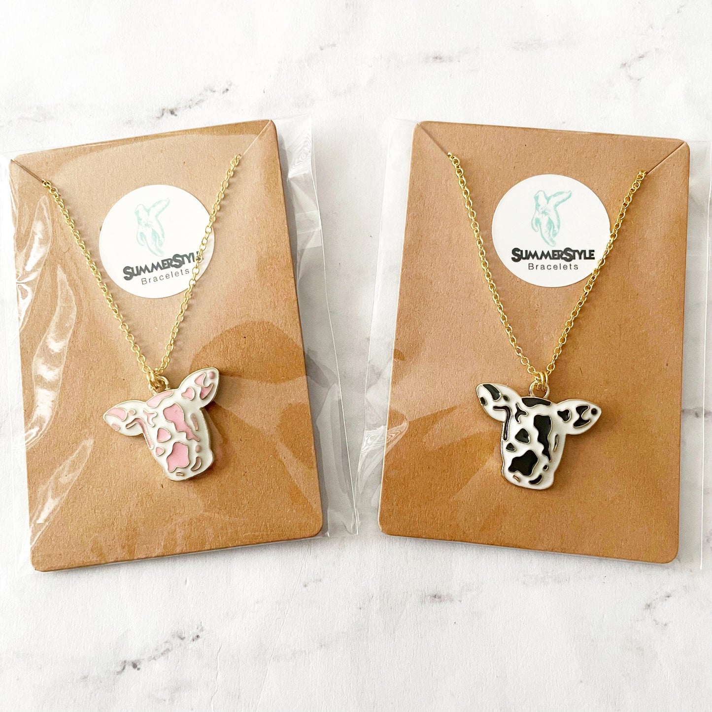 Cutie Cow Charm Necklace, Western Jewelry, Stainless Steel Chain Necklace, SummerStyle Bracelets