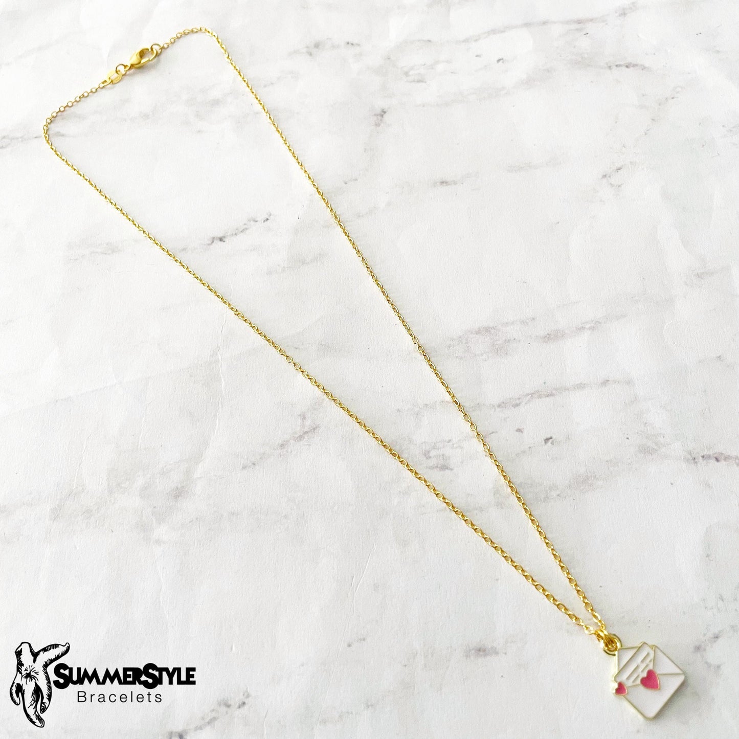 Love Letter Charm Necklace, Valentine Jewelry, Stainless Steel Chain Necklace, SummerStyle Bracelets