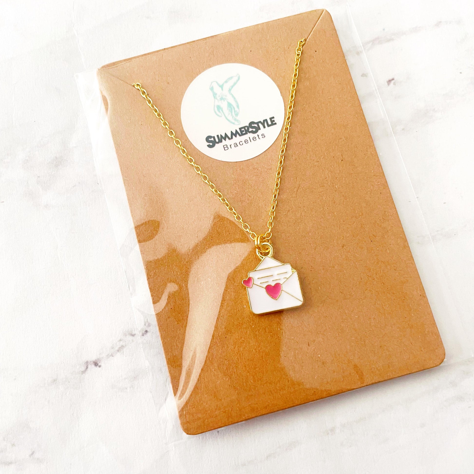 Love Letter Charm Necklace, Valentine Jewelry, Stainless Steel Chain Necklace, SummerStyle Bracelets