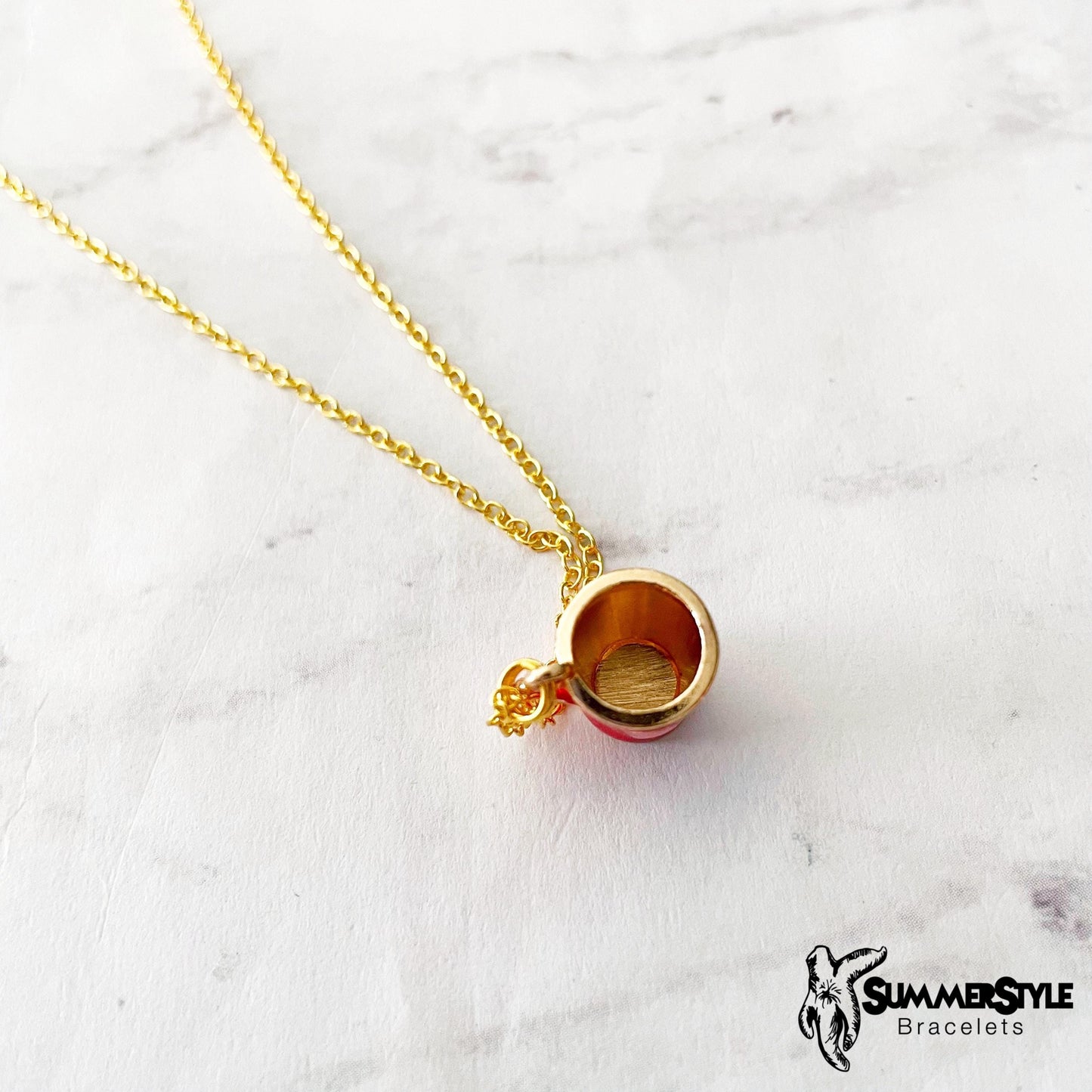 Valentine Coffee Charm Necklace, Valentine Jewelry, Stainless Steel Chain Necklace, SummerStyle Bracelets